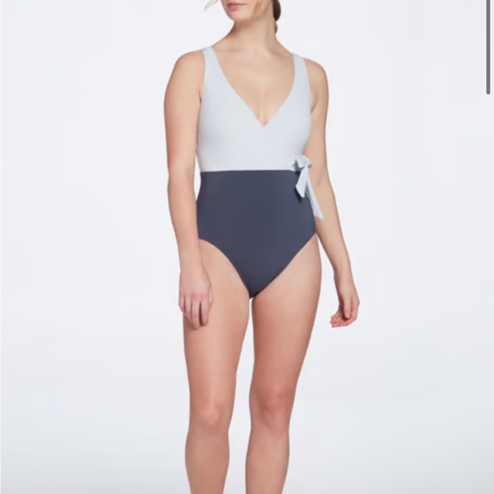 Calia Women's Periwinkle Fresh Wrap Tie One Piece Bathing Suit